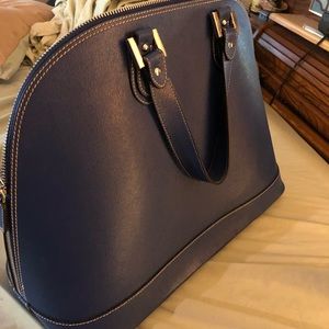 Blue Leather Handbag